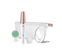 Braun FaceSpa 851V 3-En-1 Épilateur Électrique Femme Visage et Épilation Blanc/Bronze, Brosse Nettoyante, Épilation, Nettoyage