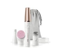 Braun FaceSpa Pro 81636295 Épilateur Visage 3-en-1, 10 Pince(s), Blanc/Bronze, Batterie 12V, Autonomie 1h, Wet&Dry, avec Brosse Nettoyante et Station de Base