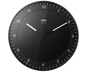 Braun Grande Horloge Murale analogique Classique pour Le Fuseau horaire de l’Europe Centrale (DCF) avec Mouvement de Balayage Silencieux, Facile à Lire, diamètre de 30cm, en Noir, modèle BC17B-DCF.