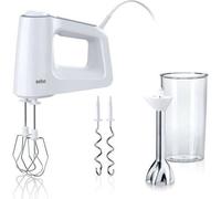 BRAUN HH Mixeur à main,500W,5 vitesses,pied métallique,bol mixeur,blanc HM3107WH