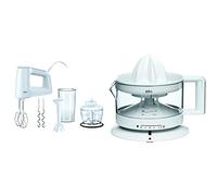 Braun HM3135 MultiMix 3, Batteur avec Fouet et Pétrin amovibles, 500 W, 5 vitesses réglables,Blanc & CJ3000 TributeCollection Presse Agrumes Electrique, Rotation Multidirectionnelle, 350 ml