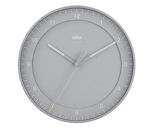 Braun Horloge Murale analogique Radio-pilotée Classic pour Le Fuseau horaire d'europe Centrale (DCF/GMT+1) avec Mouvement de Balayage Silencieux, 30 cm de diamètre, Gris, modèle BC17G-DCF.