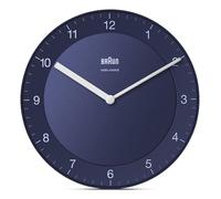 Braun Horloge Murale radiocommandée Classique pour Le Fuseau horaire de l’Europe Centrale (DCF/GMT+1) avec Mouvement Silencieux, Facile à Lire, 20 cm de diamètre, en Bleu, modèle BC06BL-DCF.