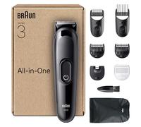 Braun Kit De Rasage Tout-En-Un Series 3 Avec Tondeuse Electrique Pour Hommes, 8-En-1 AIO3545, Noire, 14 Longueurs A Barbe, Coffret Avec 6 Sabots et Brosse De Nettoyage, Rasage Du Visage et Des Cheveux