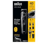 Braun Kit de style tout-en-un série 3 3470, tondeuse 7 en 1 pour homme avec tondeuse à barbe, tondeuse oreilles et nez, tondeuse à cheveux et plus encore, lame ultra tranchante, 40 réglages de