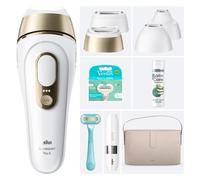 Braun Epilateur Lumiere Pulsee Silk·expert Pro 5 PL5442, Blanc et Or - Alternative au Laser à Domicile, Filaire, avec Pochette, Rasoir Gillette Venus, 4 Têtes