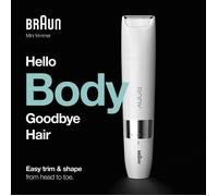 BRAUN Mini Corps BS1000 Blanc Tondeuse Femme et Homme de Précision, Rapide Et Fa