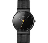 Braun Montre à quartz analogique pour hommes Aiguilles Bracelet en acier inoxydable noir