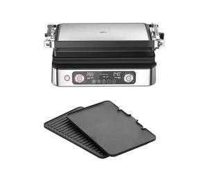 Braun MultiGrill 9 Pro CG 9140 Barbecue électrique avec 2 thermostats indépendants, 3 positions de cuisson, plaques lavables au lave-vaisselle, bac récupérateur de graisse, 2200 W, noir/acier