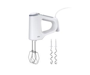 Braun MultiMix 3 - Batteur Electrique avec 2 Accessoires, 550W, Blanc | 5 Vitesses + Turbo, Démarrage Progressif et Anti-éclaboussures, Fouets MultiWhisk et Crochets Pétrisseurs, HM3200WH