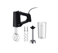 Braun MultiMix 5 - Batteur Electrique avec 3 Accessoires, 800W, Noir | 7 Vitesses + Turbo, Batteur SmoothStart, Anti-éclaboussures, Fouets MultiWhisk, Crochets Pétrisseurs, Pied Métal, HM5207BK