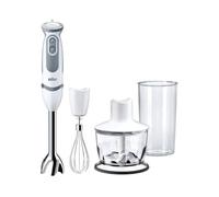 Braun MultiQuick 5 MQ5235WH, Mixeur Plongeant, 21 Vitesses et Fonction Turbo, Cloche Anti-éclaboussures, Powerbell, Easy-Click, Comprend des Fouets, Hachoir 500 ml, Verre de 600 ml, 1000W, Blanc