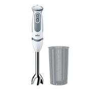 Braun MultiQuick 5 Vario MQ 5200WH, Mixeur Plongeant, Mixeur à Purée avec Pied en Acier Inoxydable, incl. 600 ml Verre à Mélanger et Mesurer, 1000W, Blanc/Gris