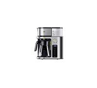 Braun MultiServe KF 9170 SI Machine à café filtre avec verseuse en verre, sélection directe de 7 tailles de portions pour jusqu'à 10 tasses, fonction thé, écran tactile, minuterie, 1750 W, acier