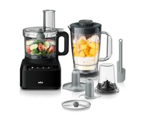 Braun PureEase FP 3132 Robot de cuisine avec mixeur de 1,2 l et bol de 2,1 l, facile à utiliser, rapide et intuitif, deux vitesses plus pulsations, design compact, système EasyClick, noir