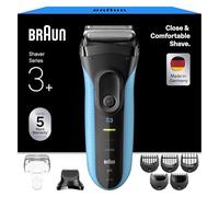 Braun Rasoir Electrique Homme Series 3 3010BT, Bleu, Etanche, Micro-Peigne, Lames Flexibles Pour Bien Raser Le Visage, 5 Sabots, Coffret Rasage Avec Accessoire Tondeuse A Barbe