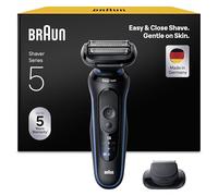 Braun Rasoir Electrique Homme Series 5 52-B1200SI Bleu, Etanche, Lames Flexibles Pour Raser Doucement Visage et Barbe, 2 Modes De Rasage, Coffret Avec Accessoire Tondeuse De Précision, En Carton