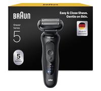 Braun Rasoir Electrique Homme Series 5 52-N1000SI Noir, Etanche, Lames Flexibles Pour Raser Doucement Visage et Barbe, 2 Modes De Rasage, Coffret Avec Brosse De Nettoyage, Emballage En Carton