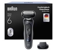 Braun Rasoir Electrique Homme Series 6 62-G1200SI Gris, Etanche, Lames Flexibles Pour Raser Doucement La Barbe et Le Visage, 2 Modes De Rasage, Tondeuse De Précision, Coffret Avec Brosse De Nettoyage