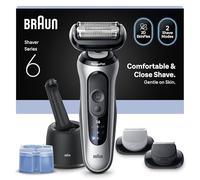 Braun Rasoir Electrique Homme Series 6 62-S7650CC Argent, Etanche, Lames Flexibles Pour Raser Doucement La Barbe et Le Visage, 2 Modes De Rasage, Tondeuse Pour Le Corps, Coffret Station De Nettoyage