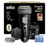 Braun Rasoir Electrique Homme Series 9+ Pro 9660CCPS Noir | Etanche, Batterie Rechargeable, Lames de Précision Ultra-Fines, Tondeuse, Station de Nettoyage, Etui de Voyage
