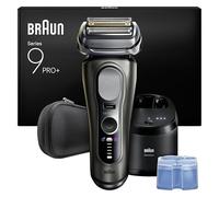 Braun Rasoir Electrique Homme Series 9+ PRO 9665CCE Graphite, Etanche, Lames De Précision Ultra-Fines Et Tondeuse Pro Trimmer Pour Bien Raser La Barbe, Coffret Rasage Avec Station De Nettoyage