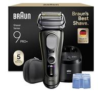 Braun Rasoir Electrique Homme Series 9+ PRO 9665CCE Graphite, Etanche, Lames De Précision Ultra-Fines Et Tondeuse Pro Trimmer Pour Bien Raser La Barbe, Coffret Rasage Avec Station De Nettoyage