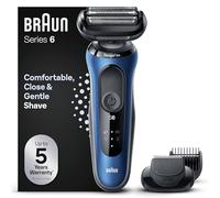 Braun Rasoir Électrique Pour Homme Series 6 61-B1500s, Etanche, Accessoire Tondeuse À Barbe EasyClick, SensoFlex, Technologie Wet et Dry, Rechargeable, Rasoir À Grille Sans Fil, Bleu