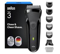 Braun Rasoir électrique Series 3 pour homme, rasoir à feuille sèche, 5 | Avec accessoire pour tondeuse à barbe, 3 lames flexibles, batterie rechargeable, fabriqué en Allemagne, modèle - 300BT