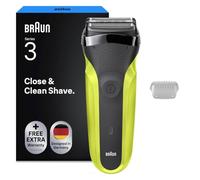 Braun Rasoir Electrique Series 3 Pour Hommes, Rasage Du Visage Doux Pour La Peau, Avec 3 Lames Flexibles, Rechargeable Et Sans Fil, Lavable, Développé En Allemagne, Noir-Vert, 300S