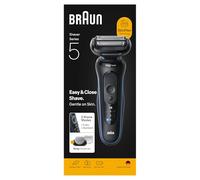 Braun Rasoir électrique Series 5 Wet & Dry pour homme avec accessoire de toiletteur corporel, sans fil, jusqu'à 50 min, 100% étanche, 52-B1600S, bleu