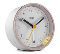 Braun Réveil analogique Classique avec Fonction Snooze et lumière, Mouvement à Quartz Silencieux, bip de l’Alarme en Crescendo, en Blanc et Rose, modèle BC12PW.