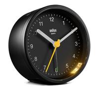 Braun Réveil analogique Classique avec Fonction Snooze et lumière, Mouvement à Quartz Silencieux, bip de l’Alarme en Crescendo, en Noir, modèle BC12B.