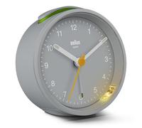 Braun Réveil analogique Classique avec répétition (Fonction Snooze) et rétroéclairage, Mouvement Silencieux à Quartz, bip de l’Alarme en Crescendo, modèle BC12G Gris.