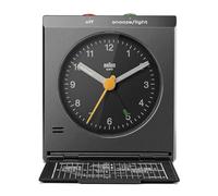 Braun Réveil analogique de Voyage Classique avec Fonction Snooze, Design Vintage, Taille compacte, Couvercle Pliable, Mouvement à Quartz Silencieux, Alarme sonore Crescendo en Blanc, modèle BC05B.