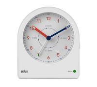 Braun Réveil d'apprentissage analogique Classique de avec Snooze, rétroéclairage continu et Mouvement à Quartz Silencieux, Cadran Facile à Lire, Alarme sonore Crescendo, Blanc, modèle BC22TW.