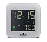Braun Réveil de Voyage avec Projection numérique Radio-pilotée pour Les fuseaux horaires d'europe Centrale (DCF) avec Fonction Snooze, Taille compacte, bip d'alarme Crescendo, modèle BC08G-DCF Gris.