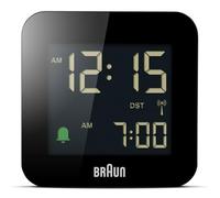 Braun Réveil de Voyage numérique radiocommandé pour Le Fuseau horaire de l’Europe Centrale (DCF) avec Fonction Snooze, Taille compacte, réglage Rapide, bip de l’Alarme en Crescendo, Noir, BC08B-DCF