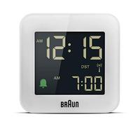 Braun Réveil de Voyage numérique radiocommandé pour Le Fuseau horaire de l’Europe Centrale (DCF) avec Fonction Snooze, Taille compacte, réglage Rapide, bip de l’Alarme en Crescendo, Blanc, BC08W-DCF