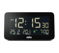 Braun Réveil numérique BC10B – Date/mois/température, écran LCD négatif, alarme crescendo, noir