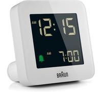 Braun Réveil numérique avec Fonction Snooze, écran LCD négatif, réglage Rapide, bip de l’Alarme en Crescendo, en Blanc, modèle BC09W.