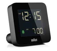 Braun Réveil numérique avec Snooze, écran LCD négatif, réglage Rapide, Alarme Crescendo Beep en Noir, modèle BC09B (Lot de 2).