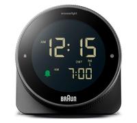 Braun Réveil numérique radiocommandé pour Fuseau horaire d'europe Centrale (DCF), écran LCD inversé, Lunette rotative pour Un réglage Rapide de l'heure Alarme sonore, en Blanc, modèle BC24B-DCF