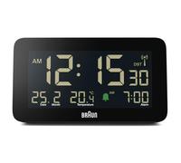 Braun Réveil Radio-piloté pour Les fuseaux horaires d'europe Centrale (DCF) avec Affichage de la Date, du Mois et de la température, Alarme Crescendo, modèle BC10B-DCF Noir.
