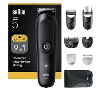 Braun Séries 5 Kit de soins personnels, 9 en 1, lame extrêmement tranchante, 120 min, coupe précise et efficace, support AquaGrip pour sous-marin, AIO5540, noir