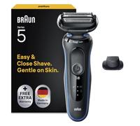 Braun Series 5 Rasoir électrique, avec accessoire de tondeuse de précision pour la coupe de la moustache et des favoris, 100 % étanche, prise de salle de bain à 2 broches, 50-B1200s, rasoir bleu