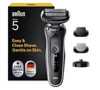 Braun Series 5 Rasoir électrique avec tondeuse à barbe, Tondeuse corporelle et support de charge, Humide et sec, 100 % étanche UK Connecteur 2 broches 50-W4650cs Blanc