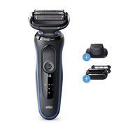 Braun Series 5s Rasoir électrique pour homme avec 3 lames flexibles, tondeuse de précision, tondeuse à barbe de 3 jours, durée de vie 50 min, embouts EasyClick, Wet&Dry B1820s, bleu