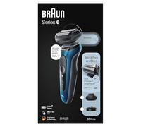 Braun Series 6 6040cs Rasoir électrique avec support de charge, tondeuse de précision, humide et sec, rechargeable, rasoir sans fil, bleu