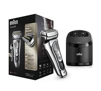Braun Series 9 9395cc Dernière Génération, Rasoir Électrique Barbe Homme, Station Clean&Charge, Étui Cuir, Chrome, Idée Cadeau Homme